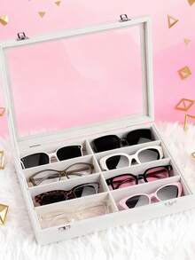 8 Grid Velvet Sunglass Storage Case Eyeglass Display Box Universal Fit For All Glasses Home Organizer - Multicolor - View 6