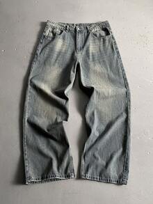 Manfinity EMRG Quần Jeans Ống Rộng Baggy Thường Ngày Cho Nam - Màu xanh lam - Xem 1