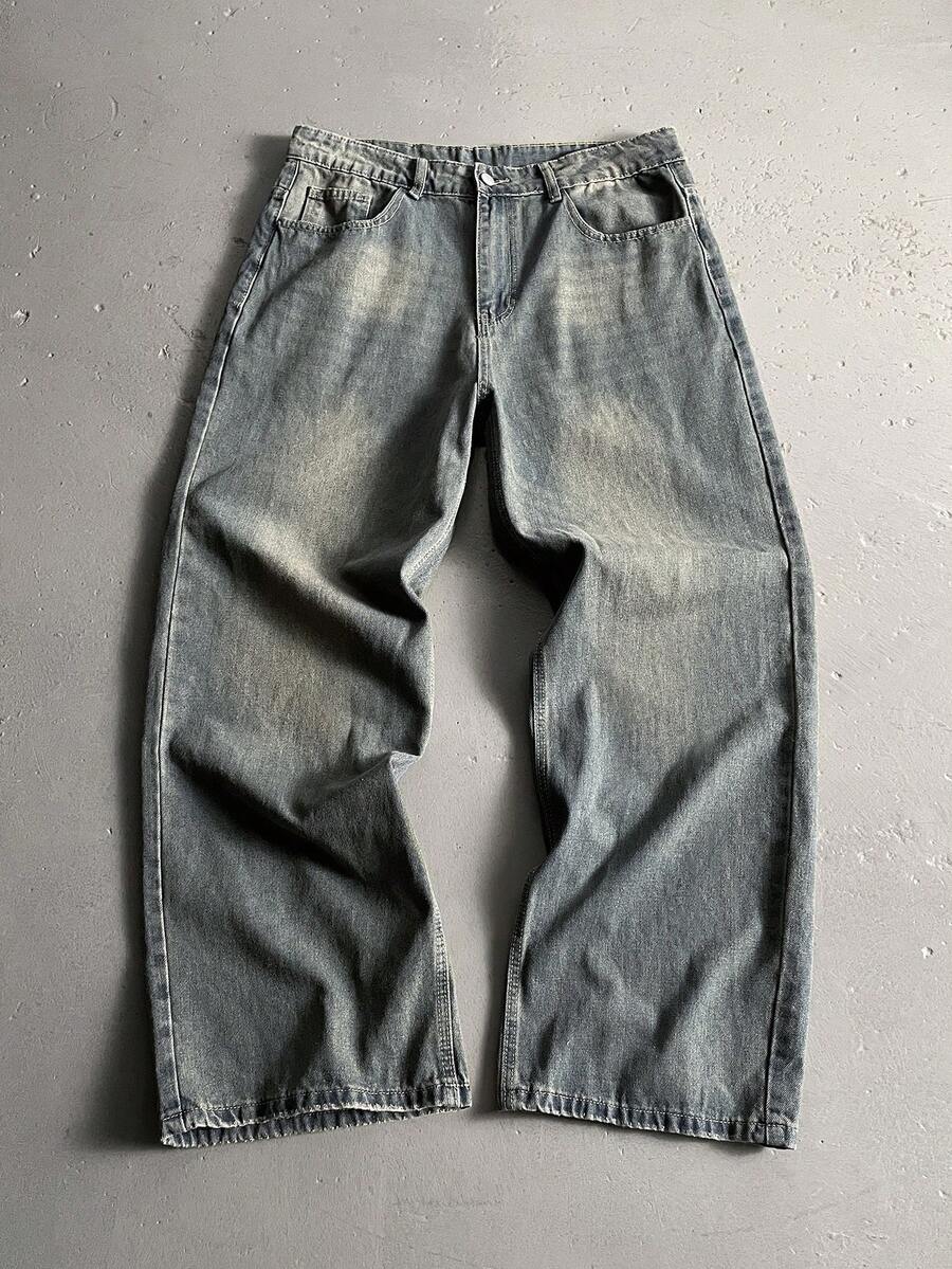 Manfinity EMRG Quần Jeans Ống Rộng Baggy Thường Ngày Cho Nam - Màu xanh lam - Xem 1