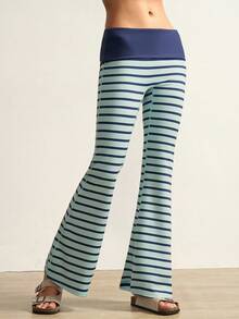 VARSIVA Quần ống loe nữ kẻ sọc phối màu, kiểu dáng thường ngày đa năng và phù hợp cho thể thao. - Nhiều màu - Xem 11