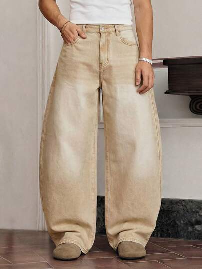 SWAVVY Herren Loose Casual Schlagjeans mit Taschen