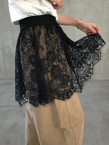 FRIFUL Women's Black Lace Sheer Skirt - Black - View 4