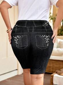 SHEIN Clasi Quần legging bó họa tiết da báo cỡ lớn, thích hợp cho mùa xuân và mùa thu - Nhiều màu - Xem 2