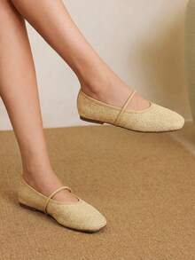 Styleloop 女士鞋履 假日风编织鞋 面条带女士平底鞋 假日风穿搭 波西米亚风穿搭 美式复古风 波西米亚风 西部风 音乐节穿搭 派对穿搭 平底女鞋 - 淺黃色 - 查看 2