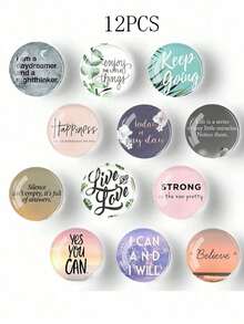 3个/6个/12个套装 随机励志语录水晶玻璃冰箱贴 - 多色 - 查看 8