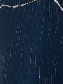 Nöista 蓝色宽松上衣，双肩带设计，领口饰有亮片，采用闪亮纱线面料。适合夏季、春季、假日、节日、度假等场合穿着。 - 藏蓝色 - 查看 8