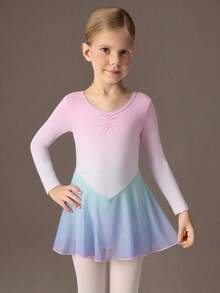SHEIN Young Girls Clothes Ballet Leotard Light Pink,Autumn, Cute, Christmas, Back To School - Baby Pink - View 4