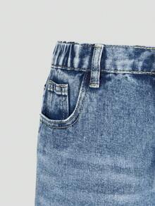 Teen Girls Loose Fit Distressed Denim Jeans, Casual & Comfortable Cotton Fabric, Suitable For Daily Wear, School, Commute, Gatherings, Spring/Summer - Blue - View 6