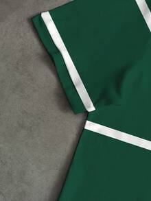 Manfinity Joysei 男士简约绿白条纹纽约字母 Polo 衫，适合上学、外出和送朋友。 - 彩色 - 查看 5