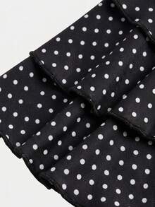 SHEIN Girlism Falda de estilo callejero de niña preadolescente con cintura con cordón y dobladillo con volantes, adecuada para el hogar y salidas, falda de estilo Y2K - Negro - Ver 3