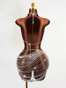 Mistrie Conjunto de 2 piezas de mujer con cadena transparente y rhinestones, para otoño/invierno - Multicolor - Ver 2
