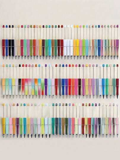 45颗随机彩色串珠圆珠笔硅胶珠焦点珠DIY笔可制作创意手工艺品