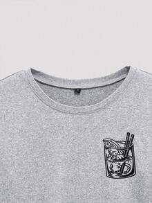 Open Phase Men's Summer Letter Print Round Neck Casual Loose Tank Top - Grey - View 3