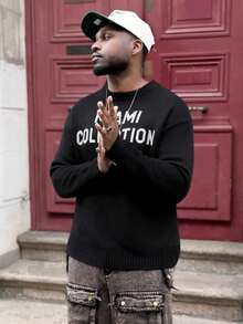 Heavens Edit ANDREILEE 男士休闲宽松套头毛衣，轻薄圆领长袖针织衫，印花图案，适合春、秋、冬三季穿着。 - 黑色 - 查看 6