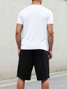 SUPERMAN X SHEIN Men's Minimalist Printed Round Neck Short Sleeve T-Shirt - White - View 3