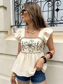 Elyressa Elegant Summer Shirt With Printed Woven Fabric For Women - Apricot - View 1