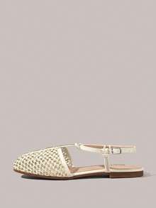 Styleloop 女士鞋履 假日风编织鞋 面条带女士平底鞋 假日风穿搭 波西米亚风穿搭 美式复古风 波西米亚风 西部风 音乐节穿搭 派对穿搭 平底女鞋 - 米白色 - 查看 3