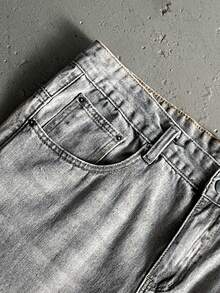 StoneGrade Men's Straight Leg Embroidered Denim Shorts Shorts With Vintage Written On Them For Men - Light Grey - View 8