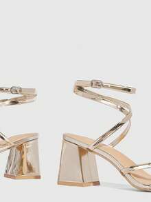 CUCCOO SZL 女士时尚高跟凉鞋 - 金色 - 查看 4