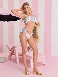 SHEIN X Care Bears 女士可爱卡通印花比基尼套装 - 彩色 - 查看 5