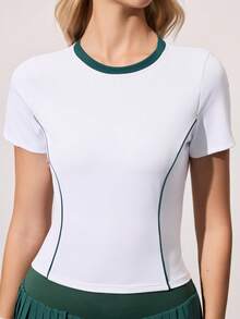 CourtClass Women's Short Sleeve Fitted Tennis Top - White - View 6