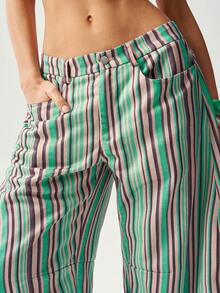 Bohemela 女士条纹口袋宽松休闲裤 - 彩色 - 查看 5