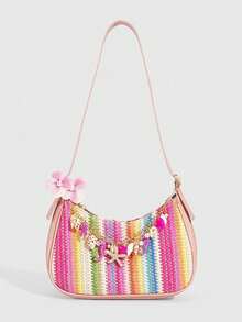 ROMWE Fairycore 1Pccolorful Dopamine Resort Style Starfish Shell Decor Straw Bag, Tropical Island Beach Bag, Suitable For Spring And Summer Travel Vacation Outfit - Color B - View 10