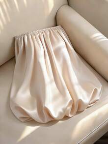 Franclia Women's Satin Bubble Tube Top, Spring/Summer Off The Shoulder Strapless Shirt Cute Tube Top - Apricot - View 6