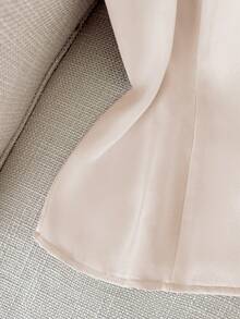 GlowEve Elegant & Fashionable Minimalist Metal Bow Button Round Neck Women Blouse, Spring/Summer - Beige - View 5