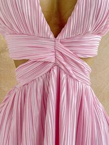 Soleia Vestido mini con abertura trasera y detalle de nudo en color amarillo pálido para mujer - Rosa - Ver 7