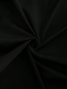 Vionelle 大码女式新款优雅休闲立领不对称系腰蝴蝶结撞色滚边长袖V领连衣裙 - 黑色 - 查看 9