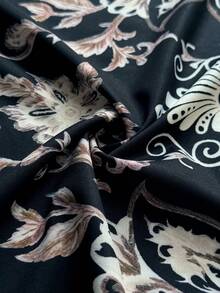 Maweii 大码女士性感度假深V系带褶皱花卉露背吊带连衣裙 - 黑色 - 查看 6