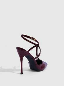 Women's Fashion Pointed Toe High Heel Pumps, Suitable For Daily Commute, Party And Gathering - Burgundy - View 3