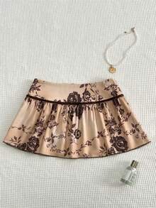 Sweetra Sweetro 女士波西米亚碎花迷你裙 - 棕色 - 查看 2