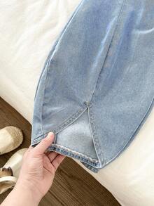 LMoss Kids 年轻女孩宽松修身锥形牛仔裤 - 淺色水洗藍 - 查看 8