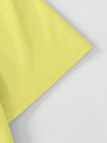 少女圆领字母印花休闲百搭日常短袖T恤 - 白色 - 查看 4