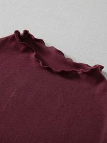 Firerie Kids Firerie Kids Nova Glow Tween Girls Elegant Burgundy Summer Party Dress,Solid Red Stand Collar Y2k Bachelorette Graduation Dress For Kids,Back To School Outfits - Red - View 4