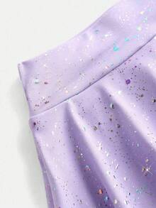 SHEIN 两件套女童运动服短裤和短裙，瑜伽休闲款，弹力星空印花图案，舒适迷你裙，返校季 - 彩色 - 查看 7