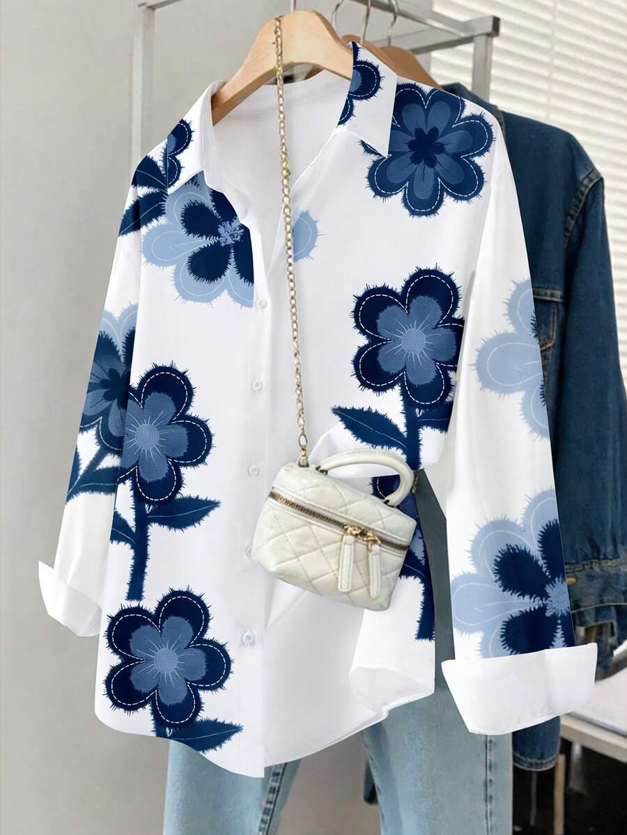 Resyla Camicia da donna con stampa floreale, estiva - Multicolore - Visualizzare 1
