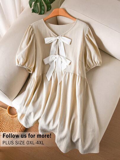 CosyJoli 大码女式蝴蝶结系带裹身裙