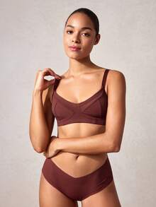 SHEIN 女士純色胸罩 - 紅木色 - 查看 4