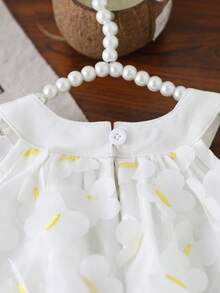 SHEIN Glamorique Kids Toddler Girls Princess Dress, White Floral 3D Butterfly Tulle Spaghetti Strap Bow Dress For Easter Birthday Pageant Tea Party - White - View 5