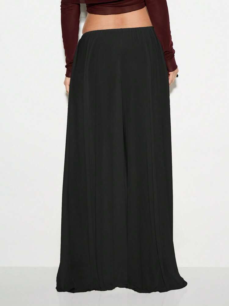 KIZN Wide Leg Palazzo Pants High Waist Flowy Mesh Trousers Elegant Evening Lounge Wear Festival Dance Bottoms