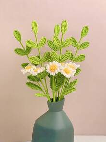 1pc Handmade Knitting Fabric Artificial Simulated Plant Branches Creative Design Green Crochet Leaf Decorations Valentine Day Spring Summer Home Decor Birthday Graduation Gift Party Wedding Anniversary - Weaving Leaves - View 3