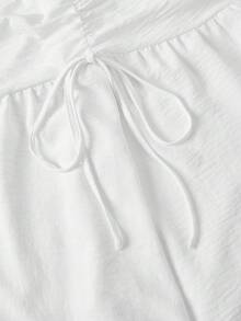 SHEIN MOD 大码女式白色中长裙，休闲乡村度假风，适合年轻女士 - 白色 - 查看 4