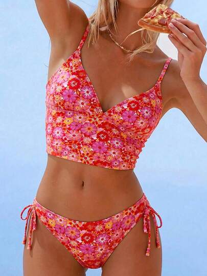  Swim Mod 2026 新款女士两件套泳衣，碎花图案，亮丽色彩，可爱比基尼，专为少女设计，甜美休闲，适合夏季穿着