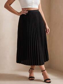 Juhart Plus High Waist Pleated Skirt Fall - Black - View 10
