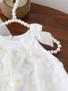 SHEIN Glamorique Kids Toddler Girls Princess Dress, White Floral 3D Butterfly Tulle Spaghetti Strap Bow Dress For Easter Birthday Pageant Tea Party - White - View 7