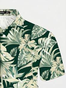 VIVINTIMO Camisa casual de vacaciones con estampado tropical para hombres - Multicolor - Ver 2