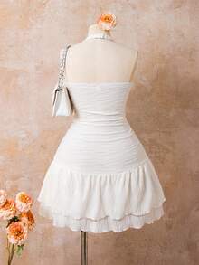 SHEIN Vestido sin mangas para adolescentes con decoración de estrella de mar - Blanco - Ver 2